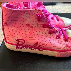Barbie pink high top sneakers with zipper: EUC!